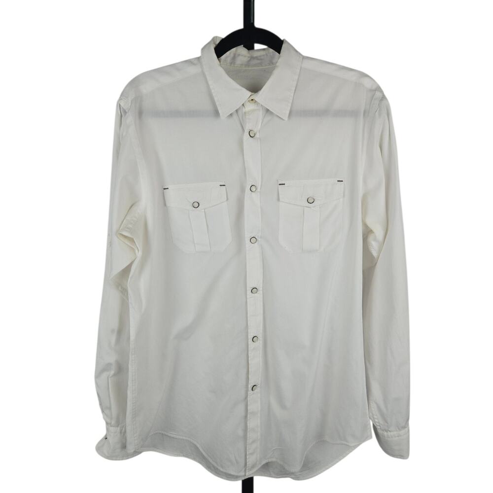 Shirt by Shirt Western Style Button Down Shirt White Size Medium